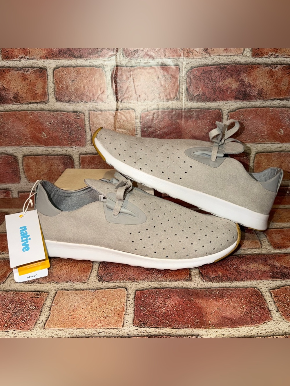 New Native Apollo Moc Gray Suede Shoes Size M-8 W-10 Unisex Comfort Breathable